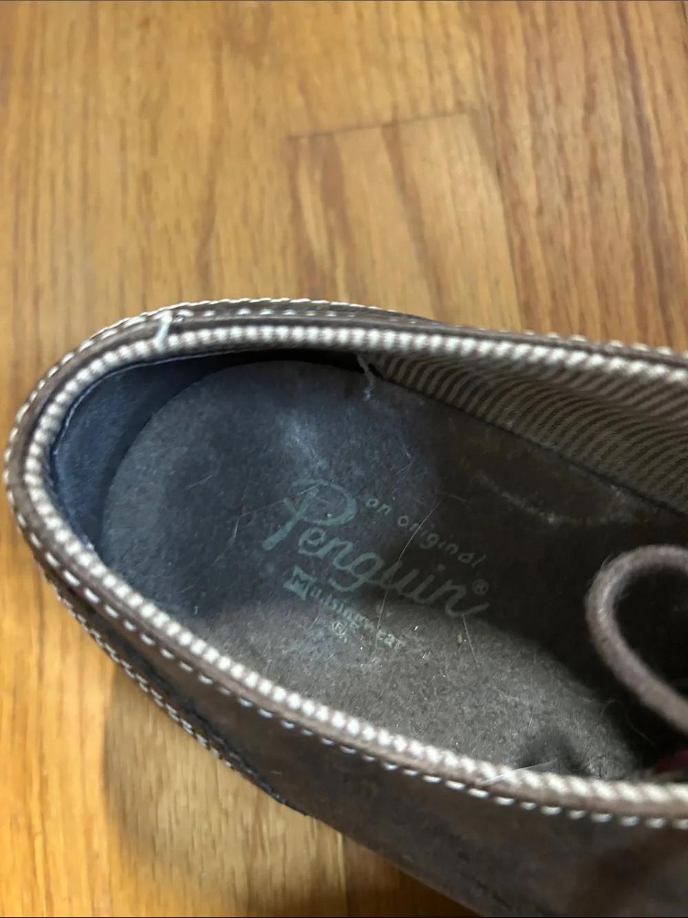 Original Penguin Men’s Brown Leather Derby Shoes with Contrast Stitching